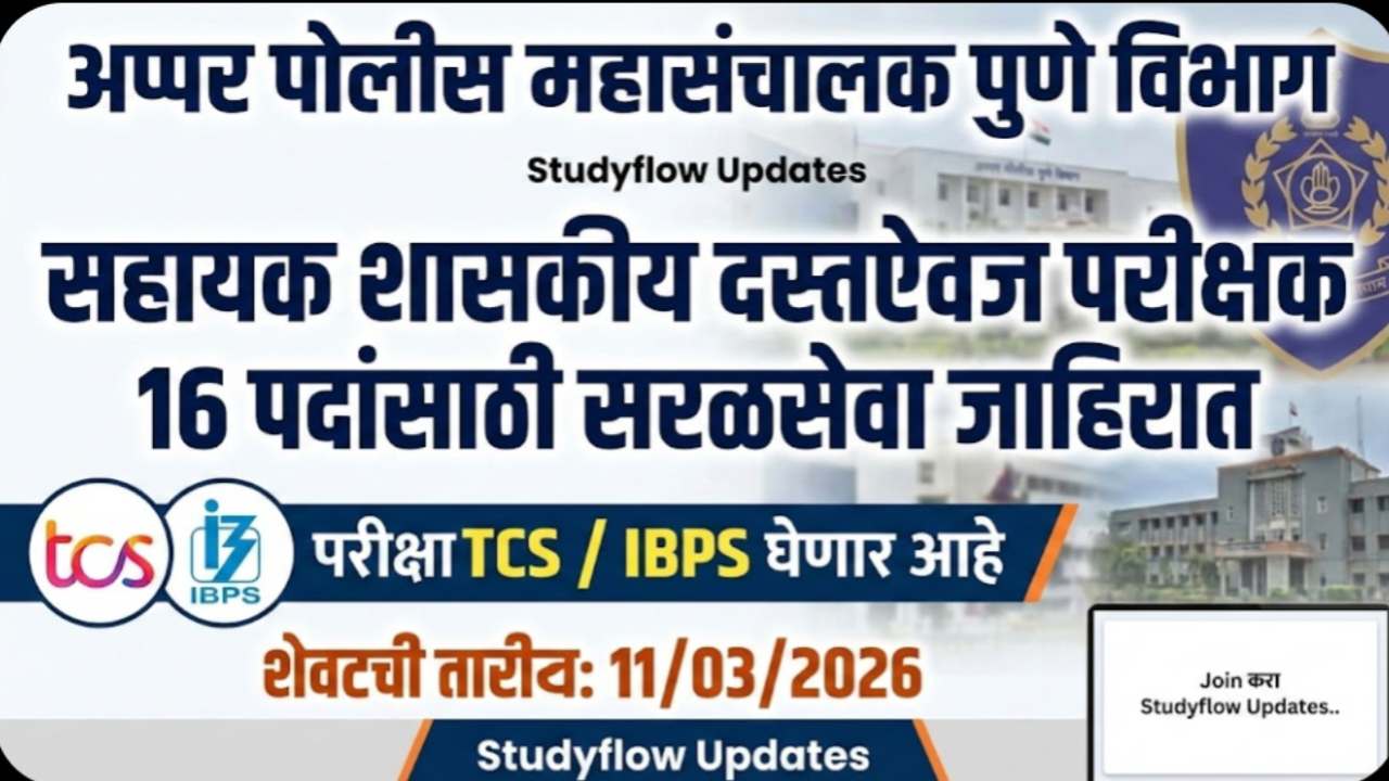 CID Recruitment 2026 : महाराष्ट्र CID भरती 2026: सहायक शासकीय दस्तऐवज परीक्षक पदांसाठी सुवर्णसंधी; आजच अर्ज करा !