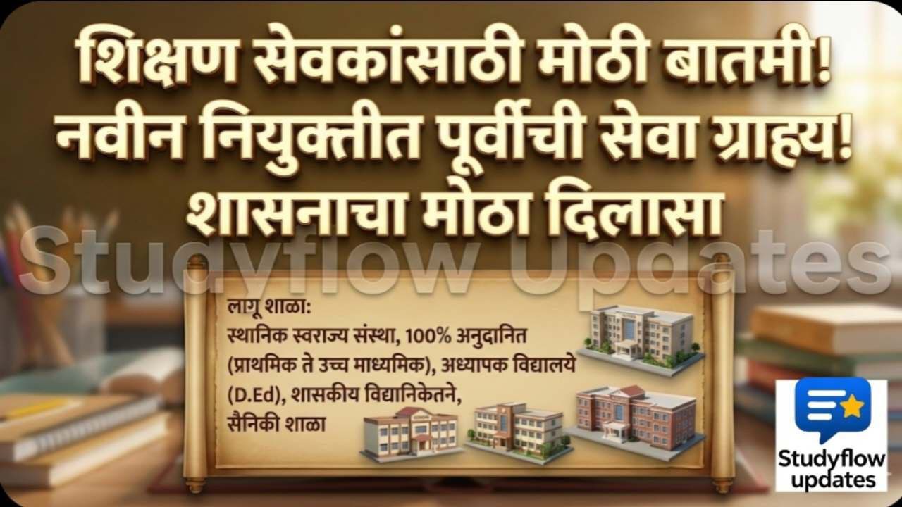 Shikshan Sevak GR Maharashtra : शिक्षण सेवकांसाठी शासनाचा मोठा दिलासा: नवीन नियुक्तीत पूर्वीची सेवा ग्राह्य धरणार!