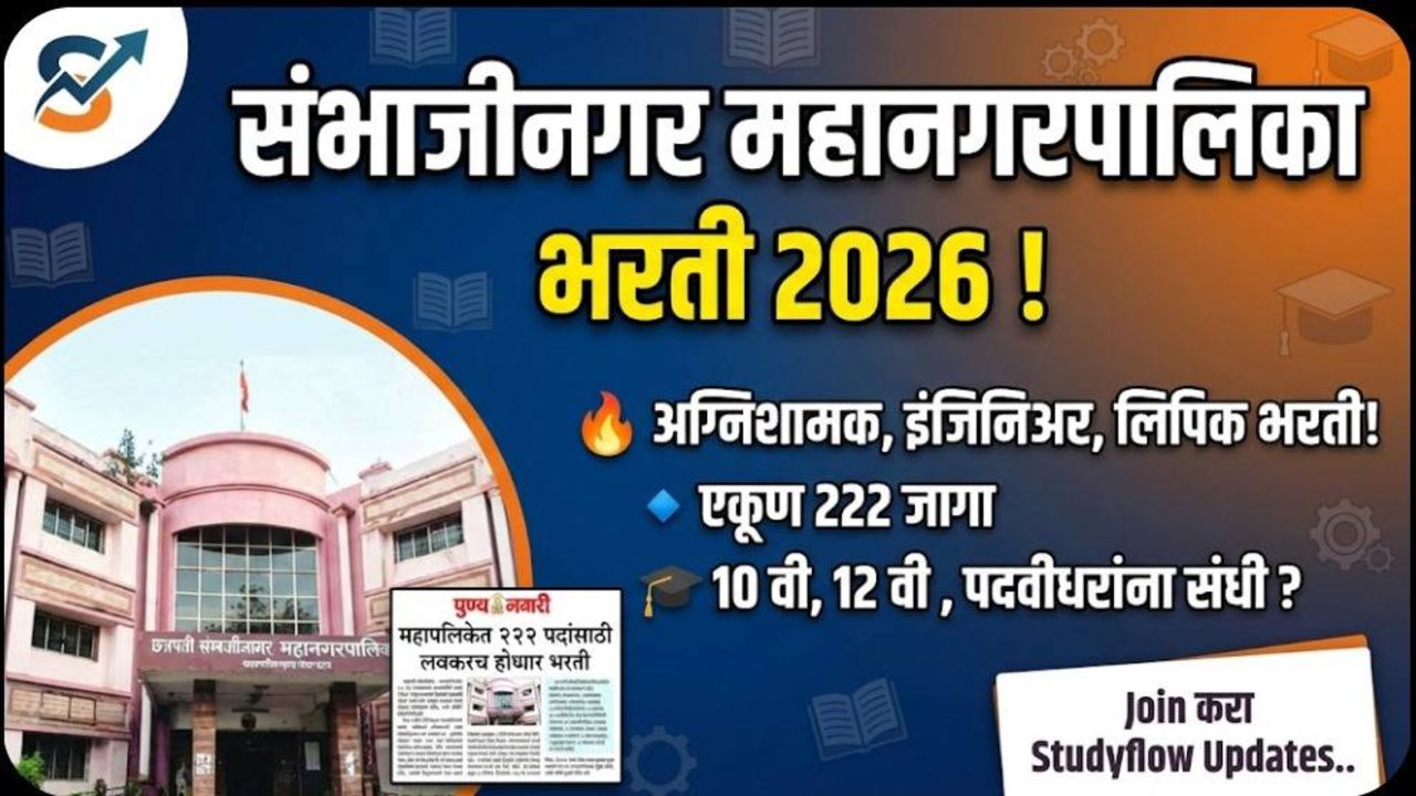 CSMC Recruitment 2026 : छत्रपती संभाजीनगर महानगरपालिका भरती २०२६ | २२२ पदांसाठी जाहिरात लवकरच !