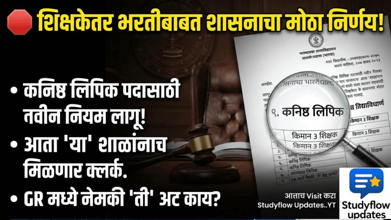 Shikshaketar Karmachari News 2026 : शाळांमध्ये शिक्षकेतर कर्मचारी भरतीचा मार्ग मोकळा ! महाराष्ट्र शासनाचा नवा शासन निर्णय निर्गमित
