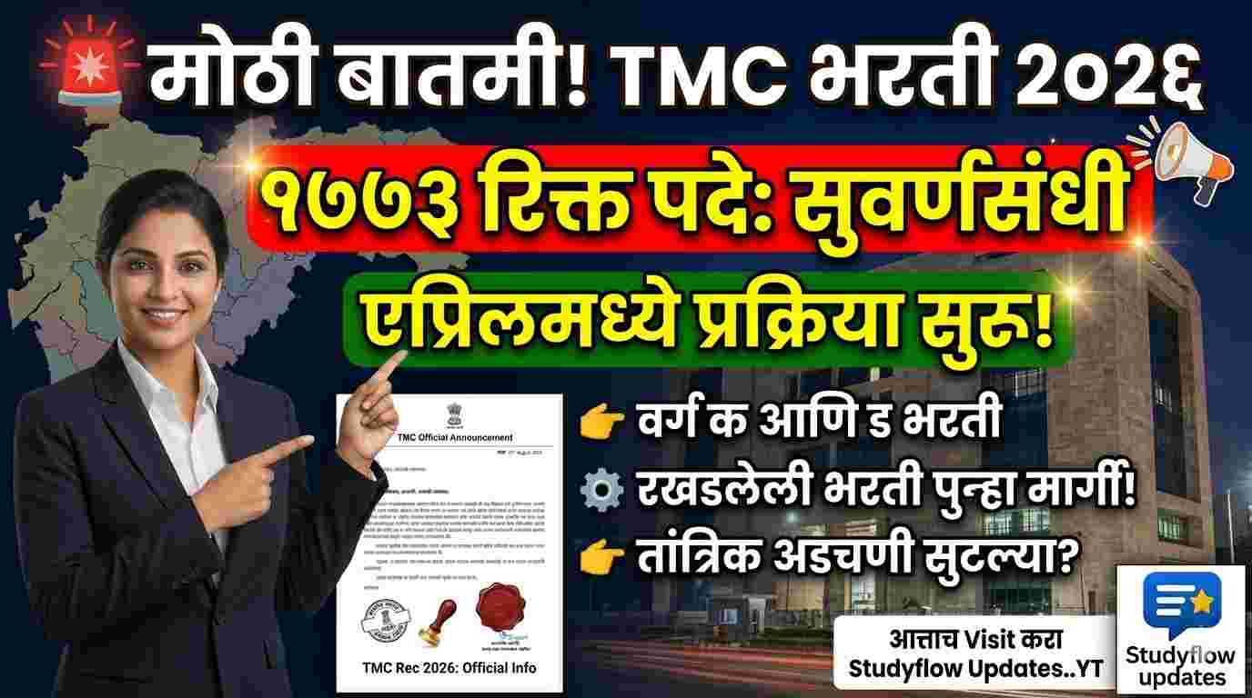 Thane Municipal Corporation Recruitment Updates : ठाणे महानगरपालिका भरती २०२६: १७७३ रिक्त पदांसाठी एप्रिलमध्ये प्रक्रिया सुरू? |