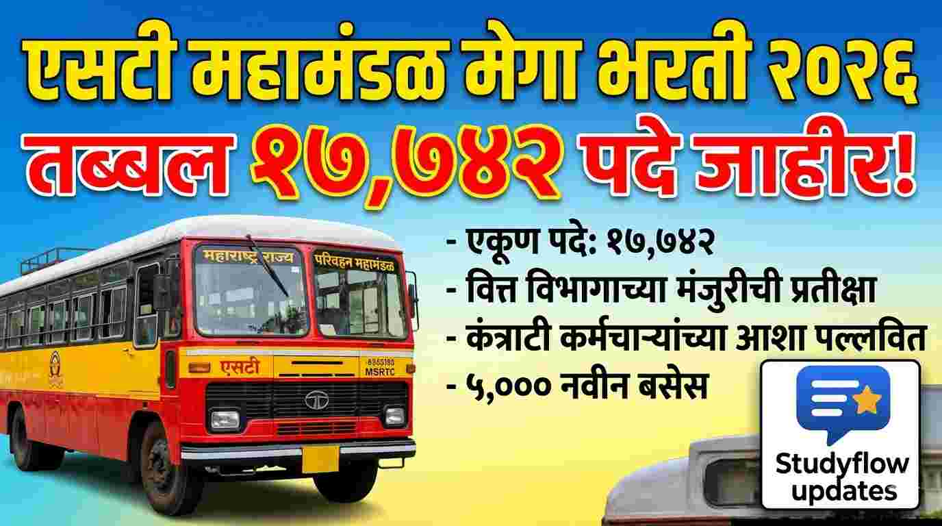 MSRTC Recruitment In Marathi : एसटी महामंडळ १७,७४२ पदे भरती २०२६ |