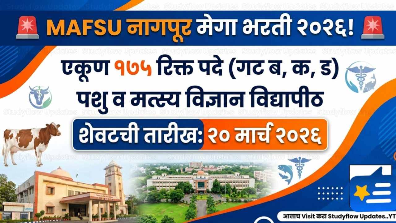 MAFSU Recruitment 2026 : MAFSU नागपूर भरती २०२६: १७५ रिक्त पदांसाठी सुवर्णसंधी; आजच करा अर्ज !