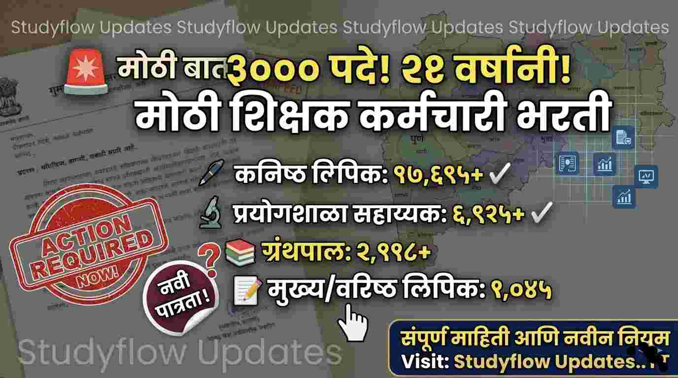 Shikshketar Bharti 2026 Update : महाराष्ट्र शालेय शिक्षकेतर कर्मचारी भरती २०२६ | ३०,००० पदे, नवीन पात्रता आणि नियम