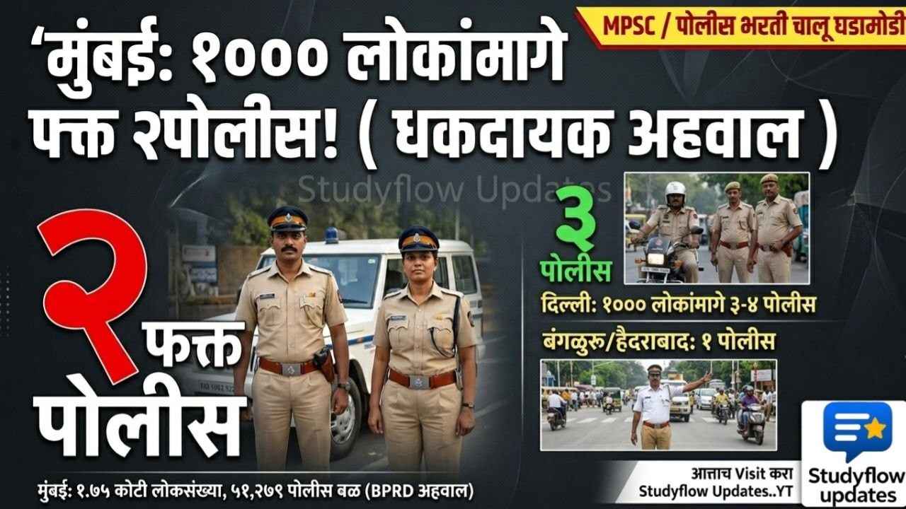Police Population Ratio : मुंबईत १००० लोकांमागे फक्त २ पोलीस! देशातील पोलीस संख्याबळाचे धक्कादायक वास्तव