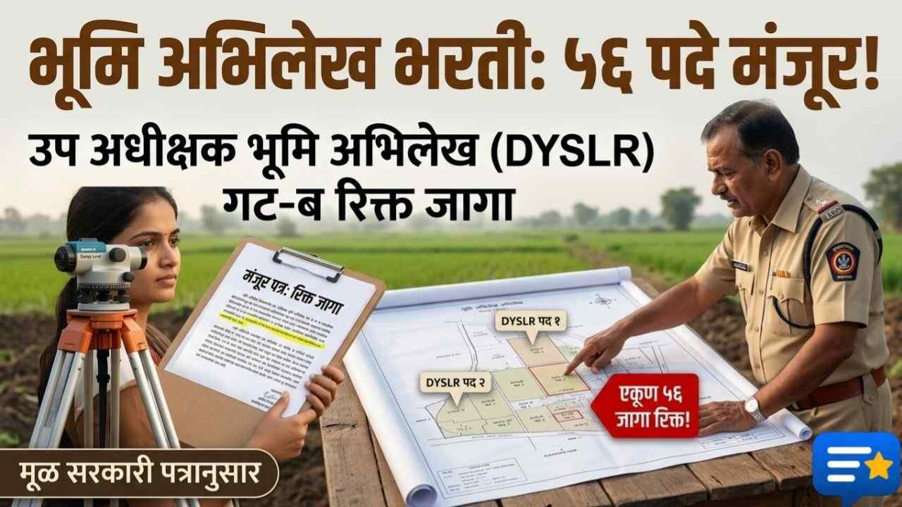 MPSC DSLR Recruitment Update 2026 : महसूल, सार्वजनिक बांधकाम आणि खनिकर्म विभागात बंपर भरती: उपअधीक्षक भूमिअभिलेख (DSLR) पदाच्या 56 जागा, जाणून घ्या नवीन सेवा प्रवेश नियम