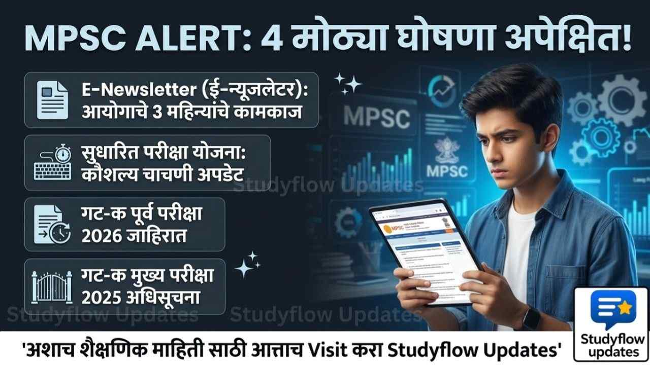 MPSC Group C 2026 Notification : MPSC च्या विद्यार्थ्यांसाठी अलर्ट: या आठवड्यात आयोगाकडून 'या' 4 मोठ्या घोषणा अपेक्षित!