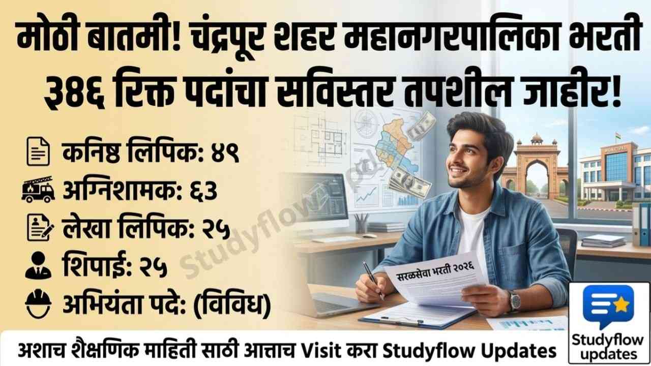 Chandrapur Mahanagarpalika Bharti 2026 : चंद्रपूर महानगरपालिका भरती 2026: 346 रिक्त पदांचा अधिकृत तपशील जाहीर