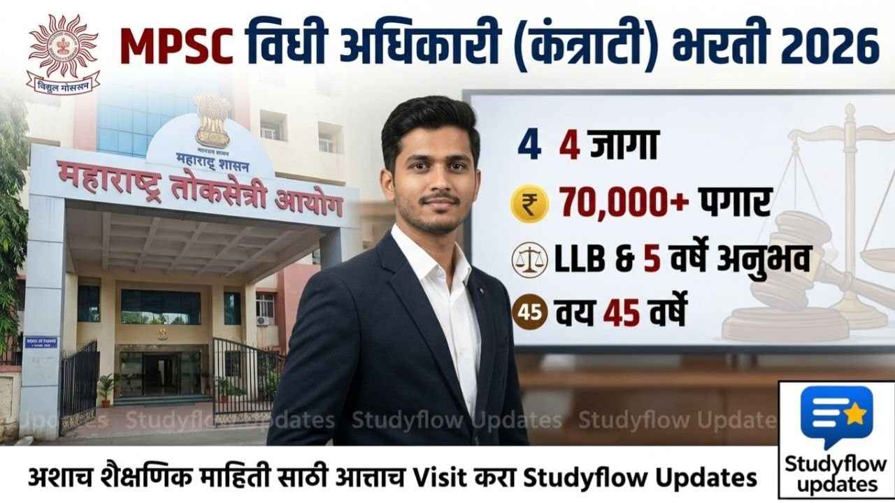 MPSC Law Officer Recruitment 2026 : MPSC विधी अधिकारी (कंत्राटी) भरती 2026: वकिलीचा अनुभव असणाऱ्यांसाठी मोठी संधी!
