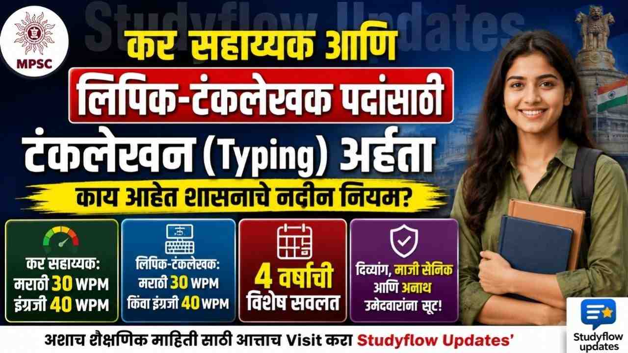 MPSC Typing Qualifications 2026 : कर सहाय्यक आणि लिपिक-टंकलेखक पदांसाठी टंकलेखन (Typing) अर्हता: काय आहेत शासनाचे नवीन नियम?