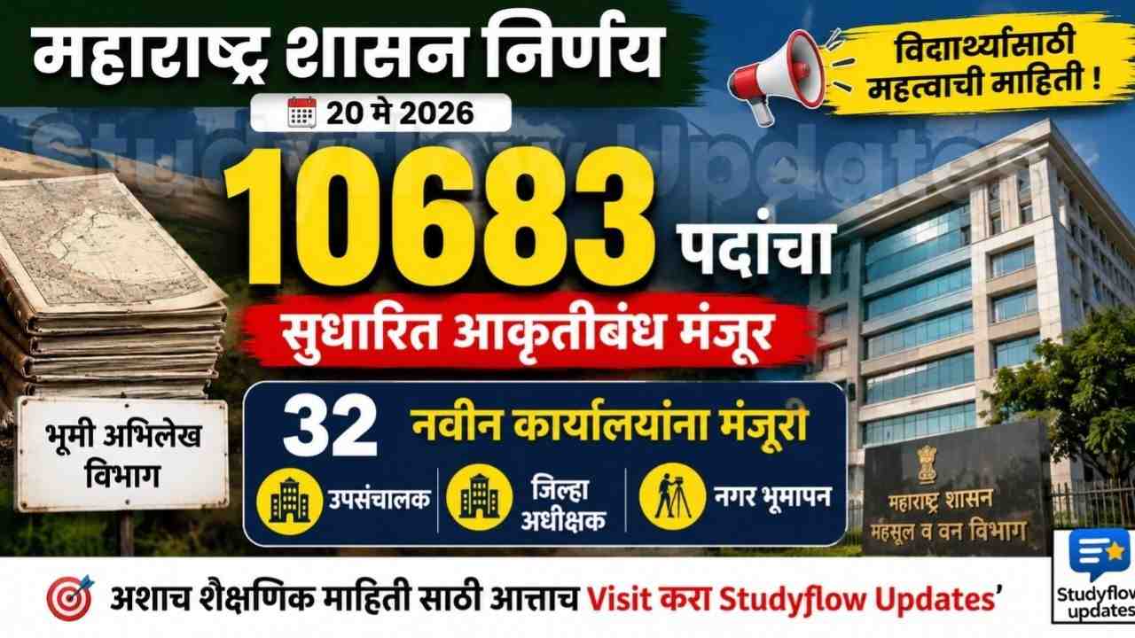 Bhumi Abhilekh Vibhag 2026 : भूमी अभिलेख विभागात मोठे बदल: 32 नवीन कार्यालये आणि त्यांचे कार्यक्षेत्र निश्चित (सविस्तर शासन निर्णय)