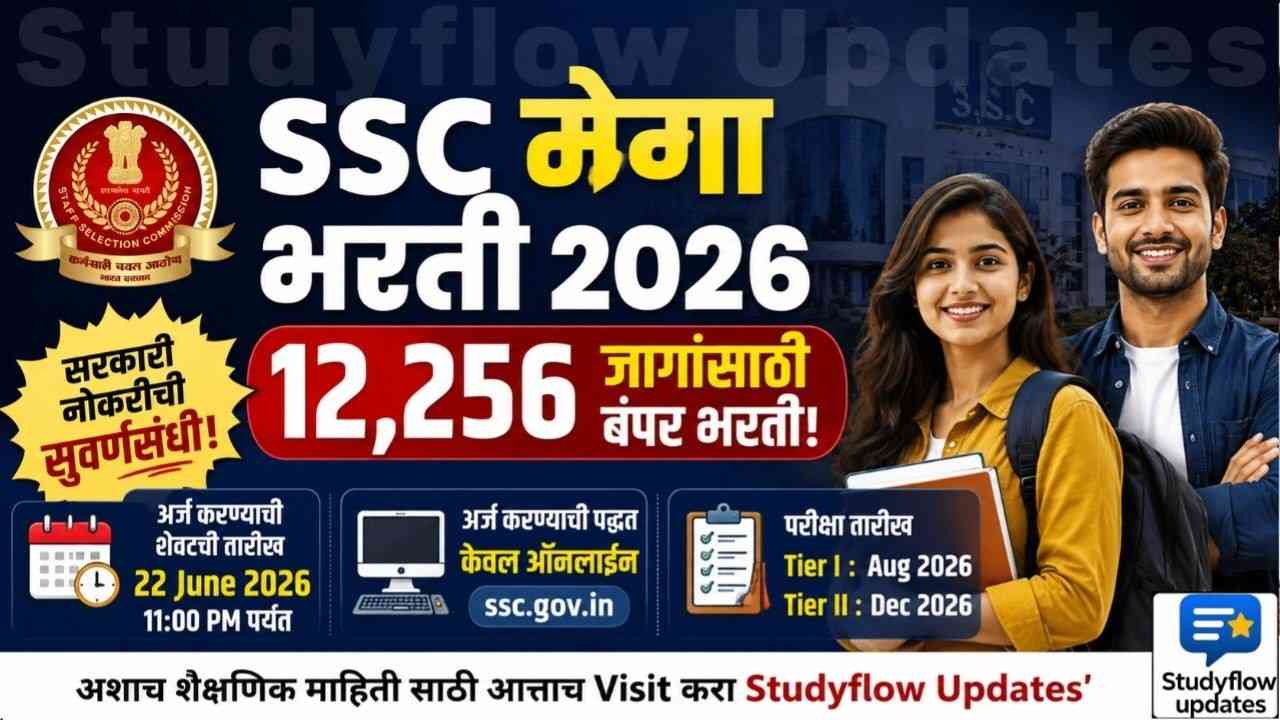 SSC Mega Bharti 2026 : स्टाफ सिलेक्शन कमिशन मार्फत 12,256 जागांसाठी बंपर भरती!