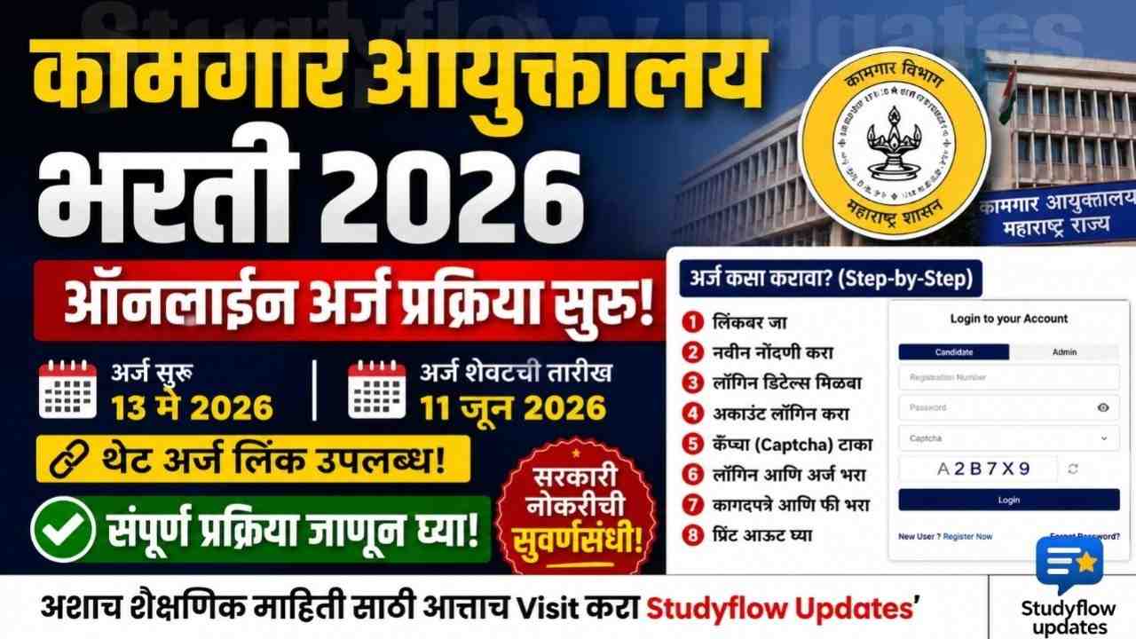 Kamgar Ayuktalay Bharti 2026 Apply Online : कामगार आयुक्तालय भरती 2026; ऑनलाईन अर्ज प्रक्रिया सुरू, येथे करा थेट अर्ज!