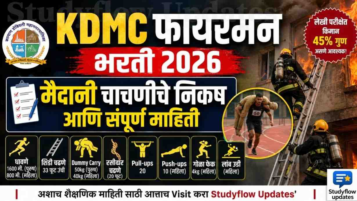 KDMC Fireman Bharti 2026 : KDMC फायरमन भरती 2026: मैदानी चाचणीचे निकष आणि संपूर्ण माहिती