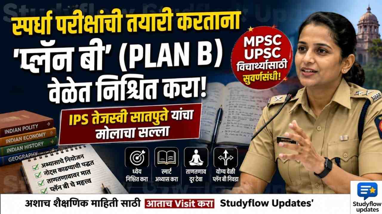 Plan B For Competitive Exams 2026 : स्पर्धा परीक्षांची तयारी करताना 'प्लॅन बी' (Plan B) वेळेत निश्चित करा! - IPS तेजस्वी सातपुते