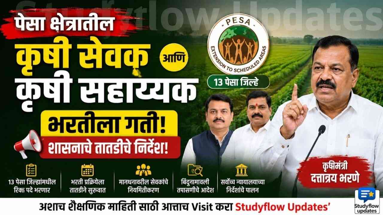 PESA Krushi Sevak Bharti 2026 : पेसा क्षेत्रातील कृषी सेवक आणि कृषी सहाय्यक भरतीला गती: शासनाचे तातडीचे निर्देश!