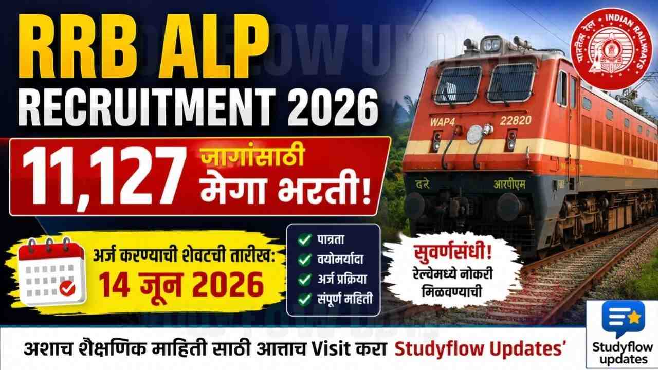 RRB ALP Recruitment 2026 : भारतीय रेल्वेत असिस्टंट लोको पायलट (ALP) पदाच्या 11,127 जागांसाठी मेगा भरती!
