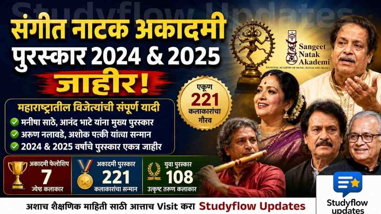 Sangeet Natak Academy Awards 2026 : संगीत नाटक अकादमी पुरस्कार (2024 व 2025) जाहीर: मनीषा साठे, आनंद भाटे यांच्यासह महाराष्ट्रातील कलाकारांचा भव्य गौरव