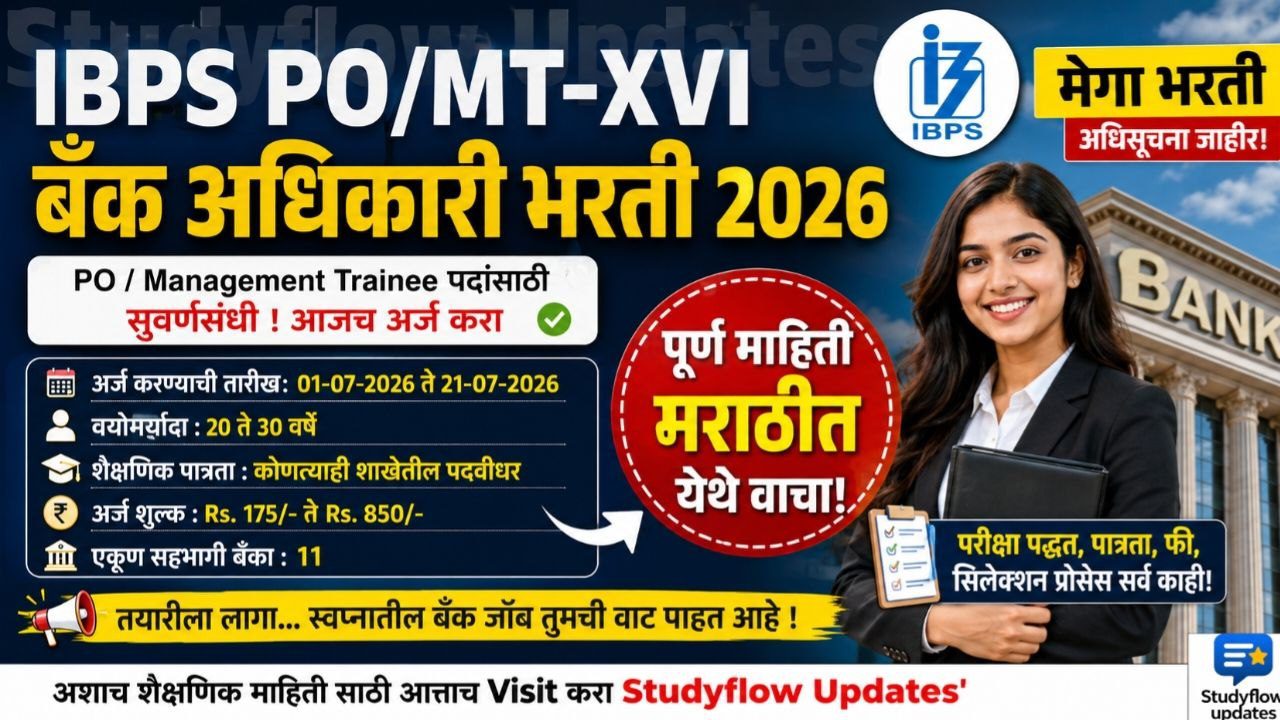 IBPS PO Recruitment 2026: बँक क्षेत्रात अधिकारी होण्याची मोठी संधी! IBPS PO अधिसूचना प्रसिद्ध, जाणून घ्या संपूर्ण माहिती मराठीत