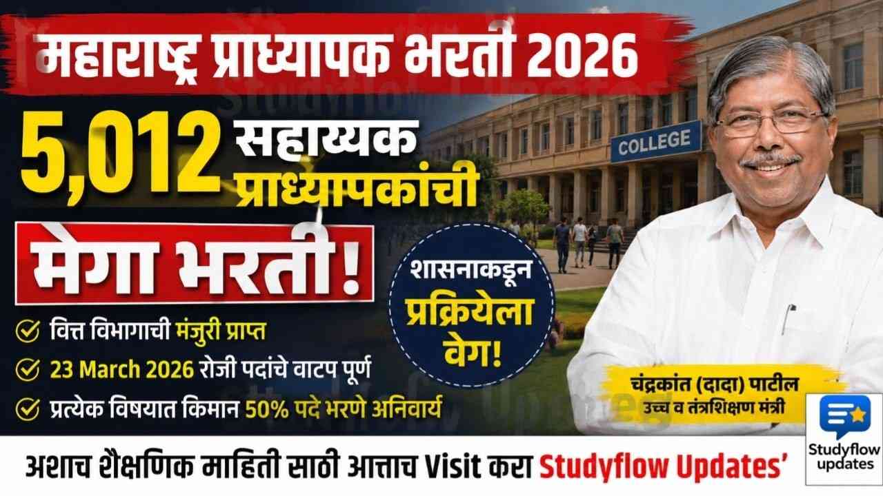MH Assistant Professor Recruitment 2026 : महाराष्ट्र प्राध्यापक भरती 2026: राज्यातील कॉलेजमध्ये 5,012 सहायक प्राध्यापकांची मेगा भरती! शासनाकडून प्रक्रियेला वेग