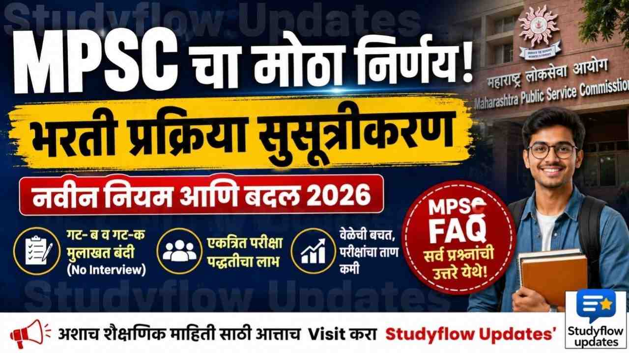 MPSC Recruitment Streamlining 2026 : MPSC चा मोठा निर्णय! भरती प्रक्रिया सुसूत्रीकरण (Recruitment Streamlining) म्हणजे काय? वाचा नवीन नियम आणि विद्यार्थ्यांच्या सर्व शंकांचे सविस्तर निरसन