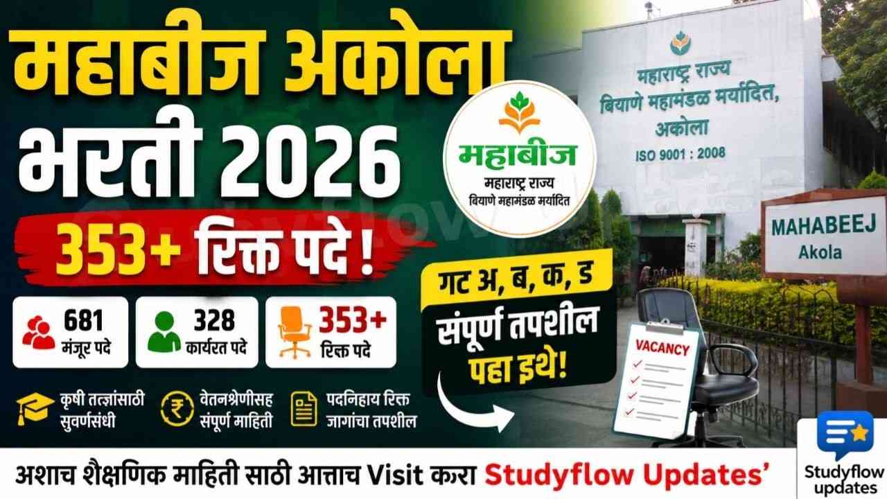 Mahabeej Akola Vacancy 2026 : महाबीज अकोला भरती 2026: महाराष्ट्र राज्य बियाणे महामंडळात 353 पेषा अधिक रिक्त पदे; जाणून घ्या संपूर्ण गटनिहाय व पदनिहाय सविस्तर तपशील!
