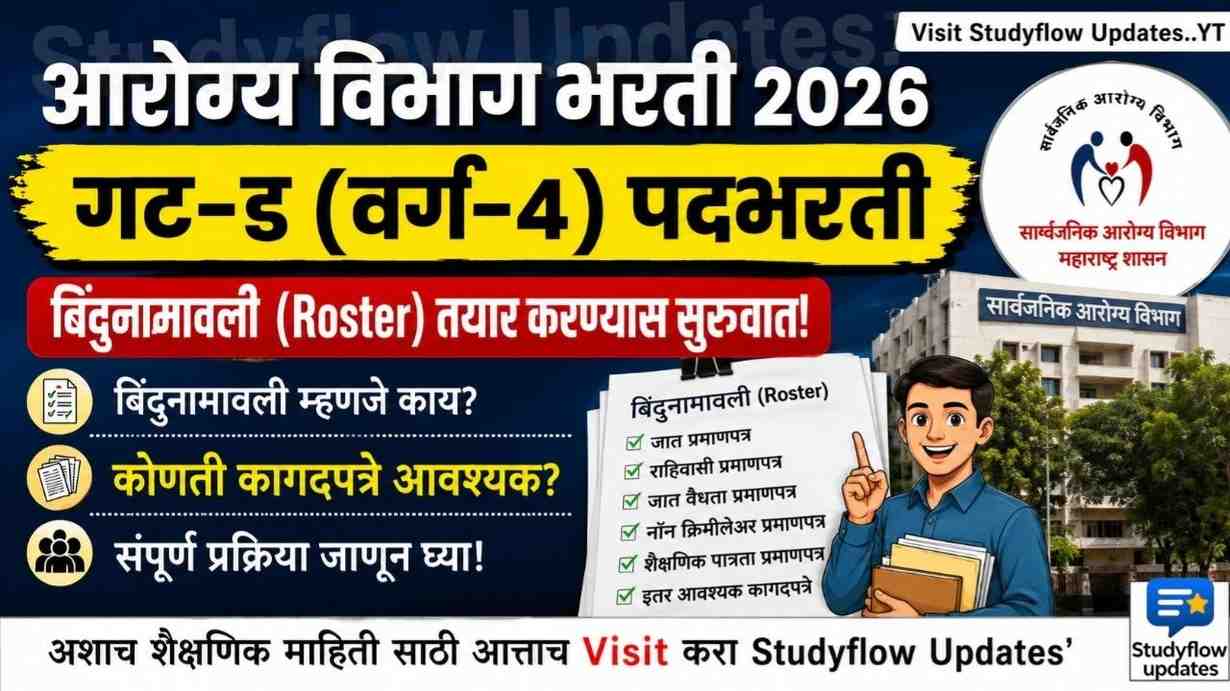 Arogya Vibhag Group D Recruitment 2026 : सार्वजनिक आरोग्य विभाग गट-ड (वर्ग-4) पदभरती 2026: पूर्वतयारीला वेग! बिंदुनामावली (Roster) आणि आवश्यक कागदपत्रांबाबत महत्त्वाचे अपडेट