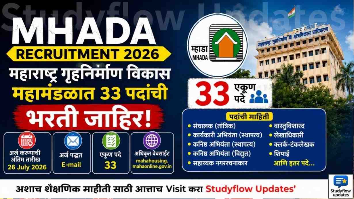 Maha Housing Corporation Recruitment 2026: महाराष्ट्र गृहनिर्माण विकास महामंडळात 33 पदांसाठी कंत्राटी भरती जाहीर! जाणून घ्या सविस्तर माहिती