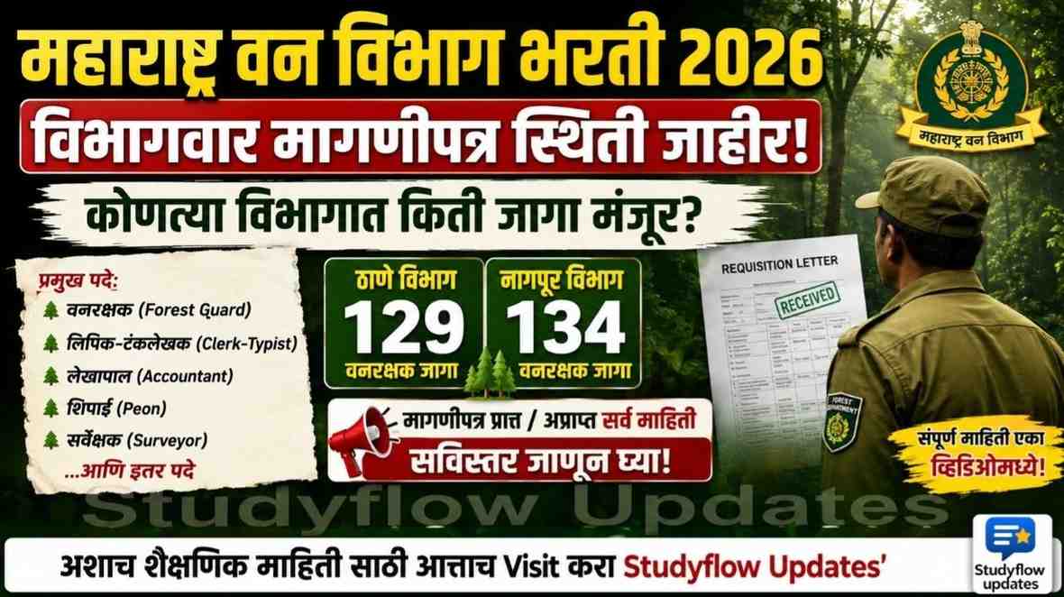 Van Vibhag Bharti 2026 Vacancy Details : महाराष्ट्र वन विभाग भरती २०२६: विभागवार मागणीपत्र (Requisition) स्थिती आणि उपलब्ध पदे