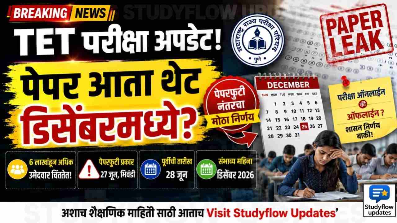 TET Exam Update 2026 : टीईटीचा पेपर आता थेट डिसेंबर मध्येच! परीक्षा ऑनलाईन की ऑफलाईन? जाणून घ्या सविस्तर माहिती