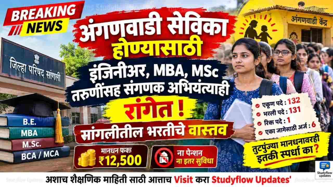 Anganwadi Sevika Bharti Update 2026 : अंगणवाडी सेविका होण्यासाठी इंजिनीअर, MBA, MSc तरुणींसह संगणक अभियंत्याही रांगेत; सांगलीतील भरतीचे वास्तव